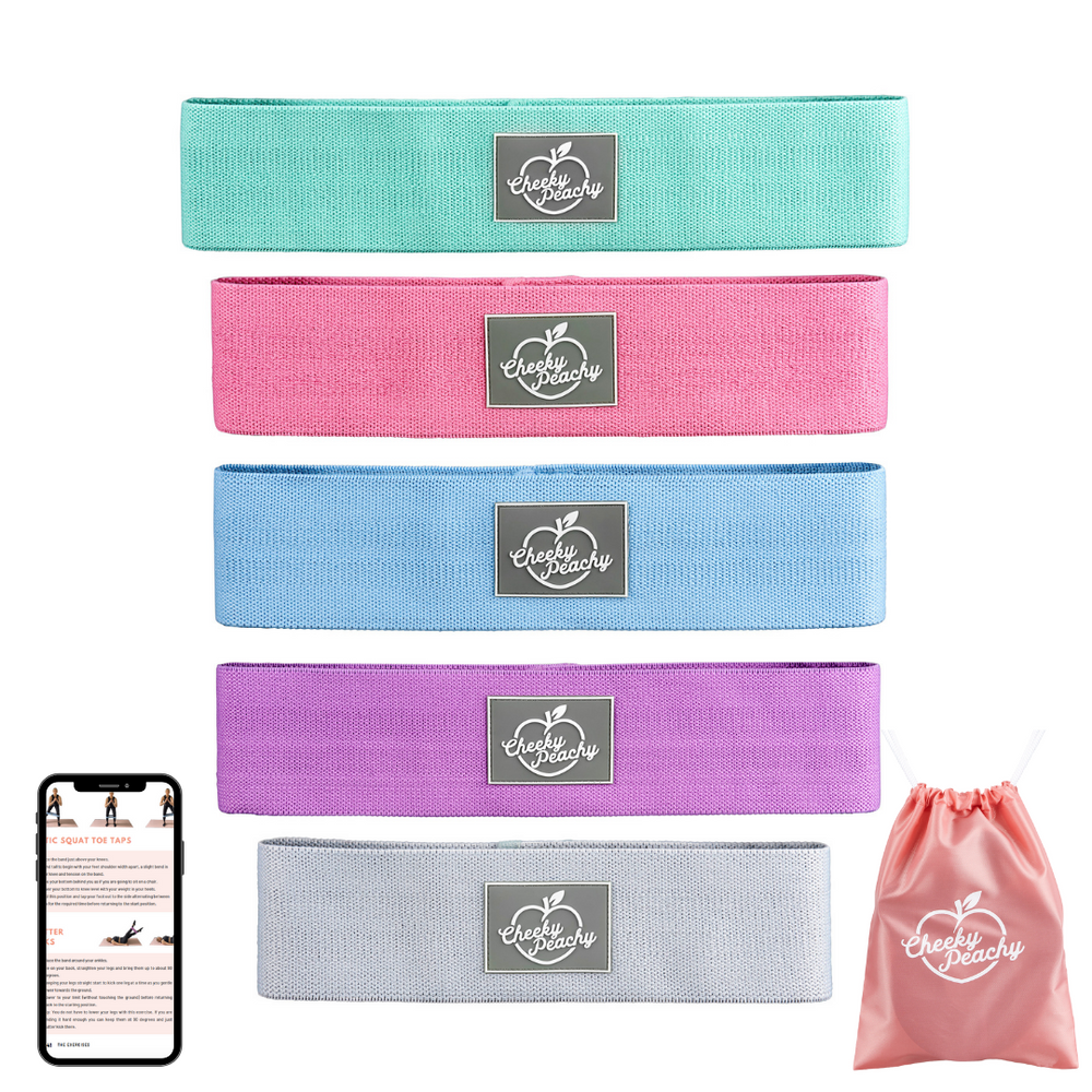 Ultimate Value Fabric Resistance Booty Band Bundle (Gym & Home Workouts) + FREE Workout eBook - Get The Whole Fabric Band Range
